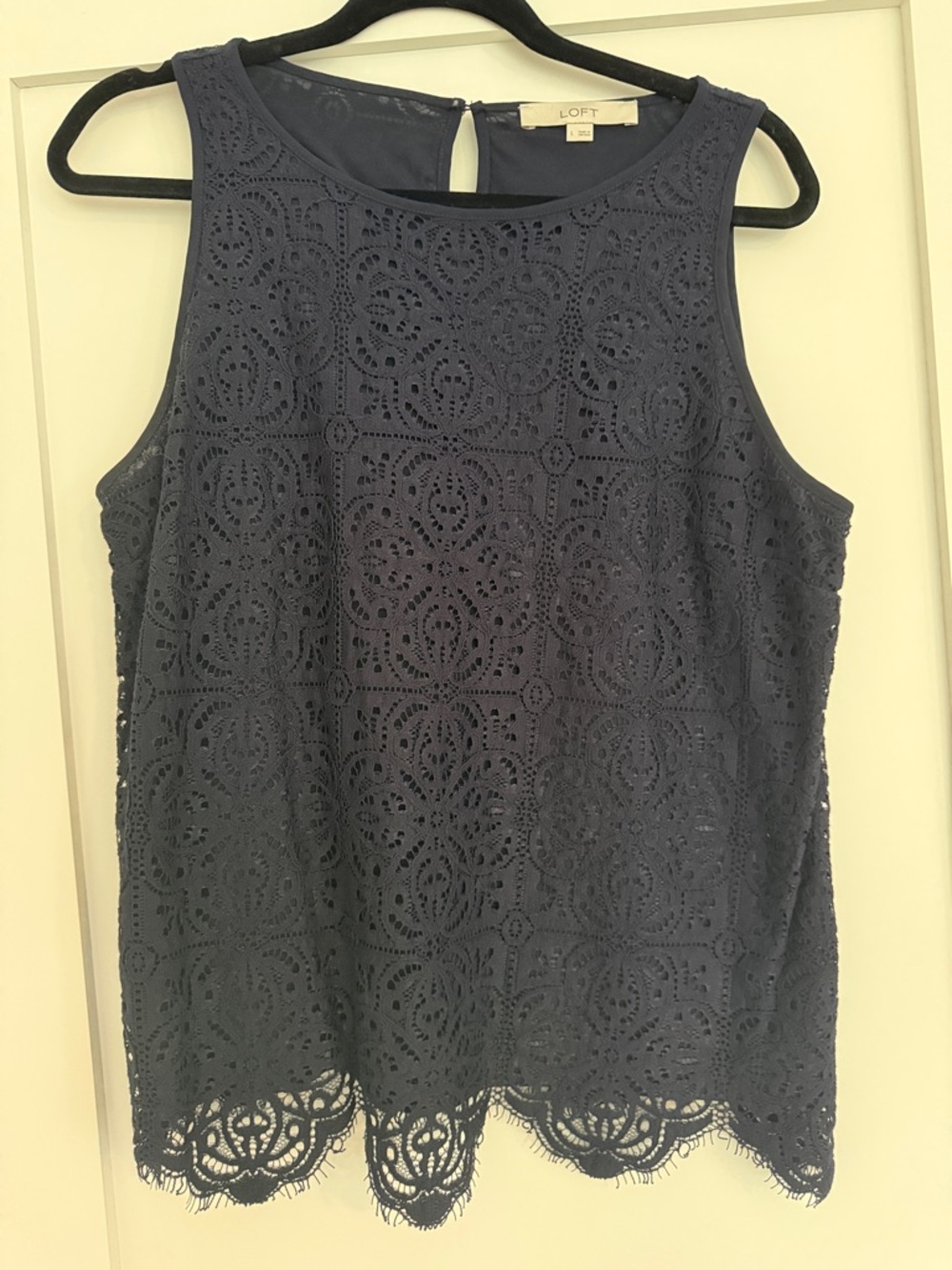 LOFT Navy Crochet Lace Sleeveless Camisole Top